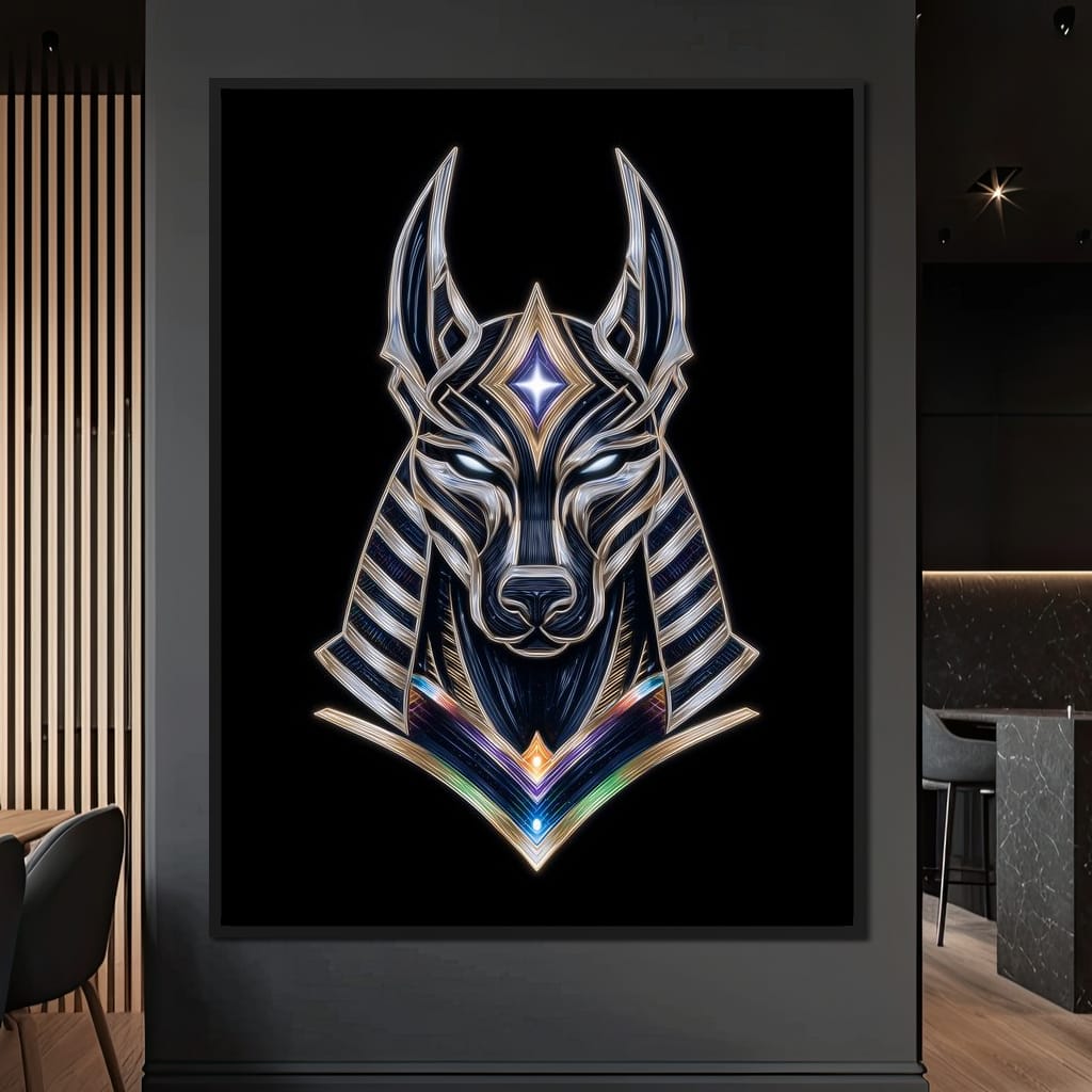 Celestial Anubis Guardian Canvas Wall Art