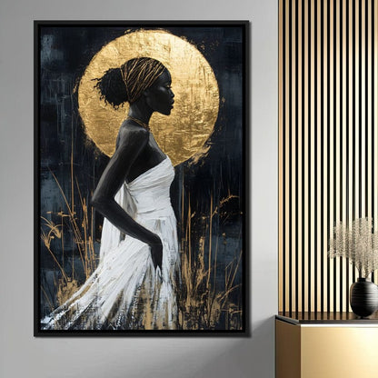 Golden Halo Grace Silhouette Canvas Wall Art
