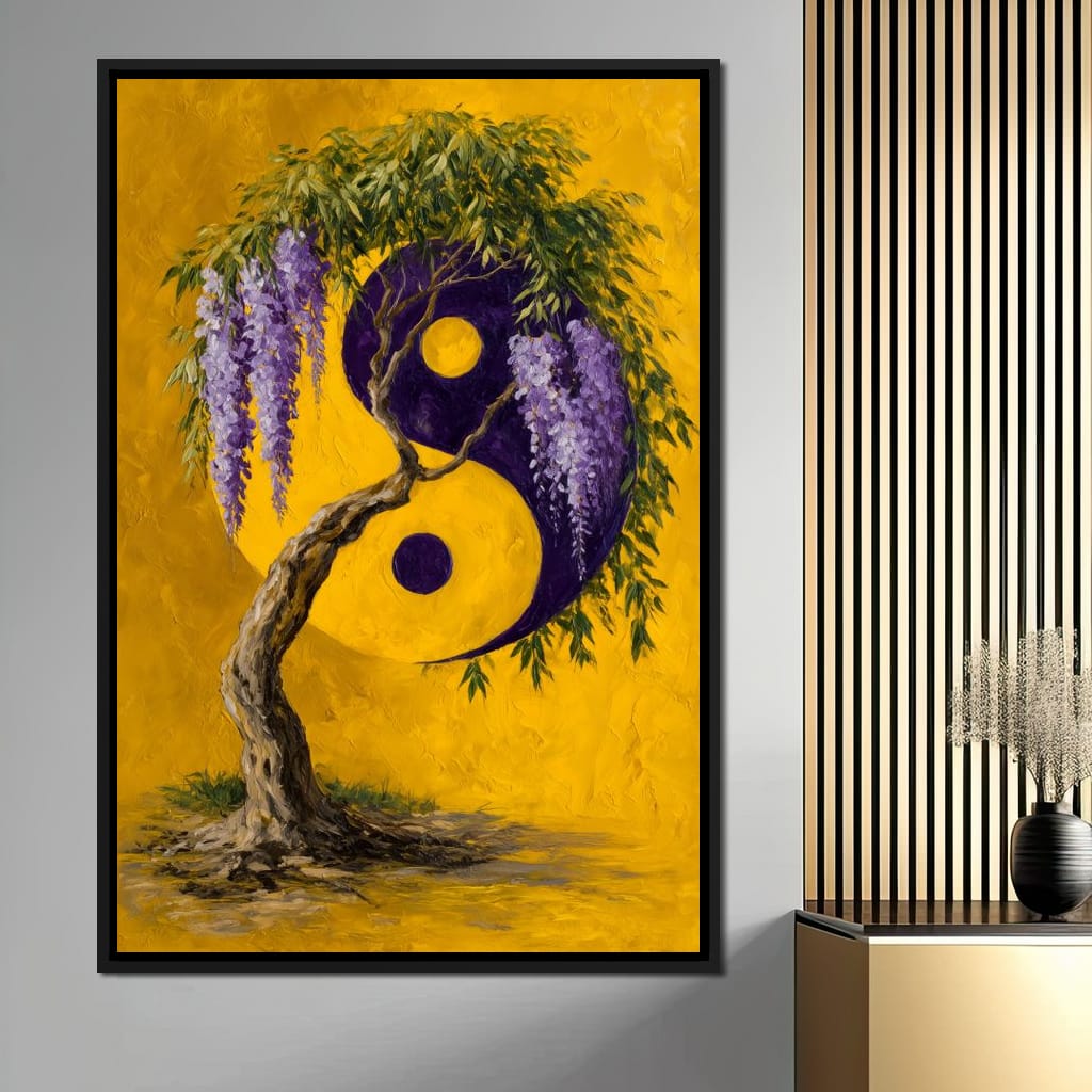 Wisteria Yin Yang Tree Zen Canvas Wall Art