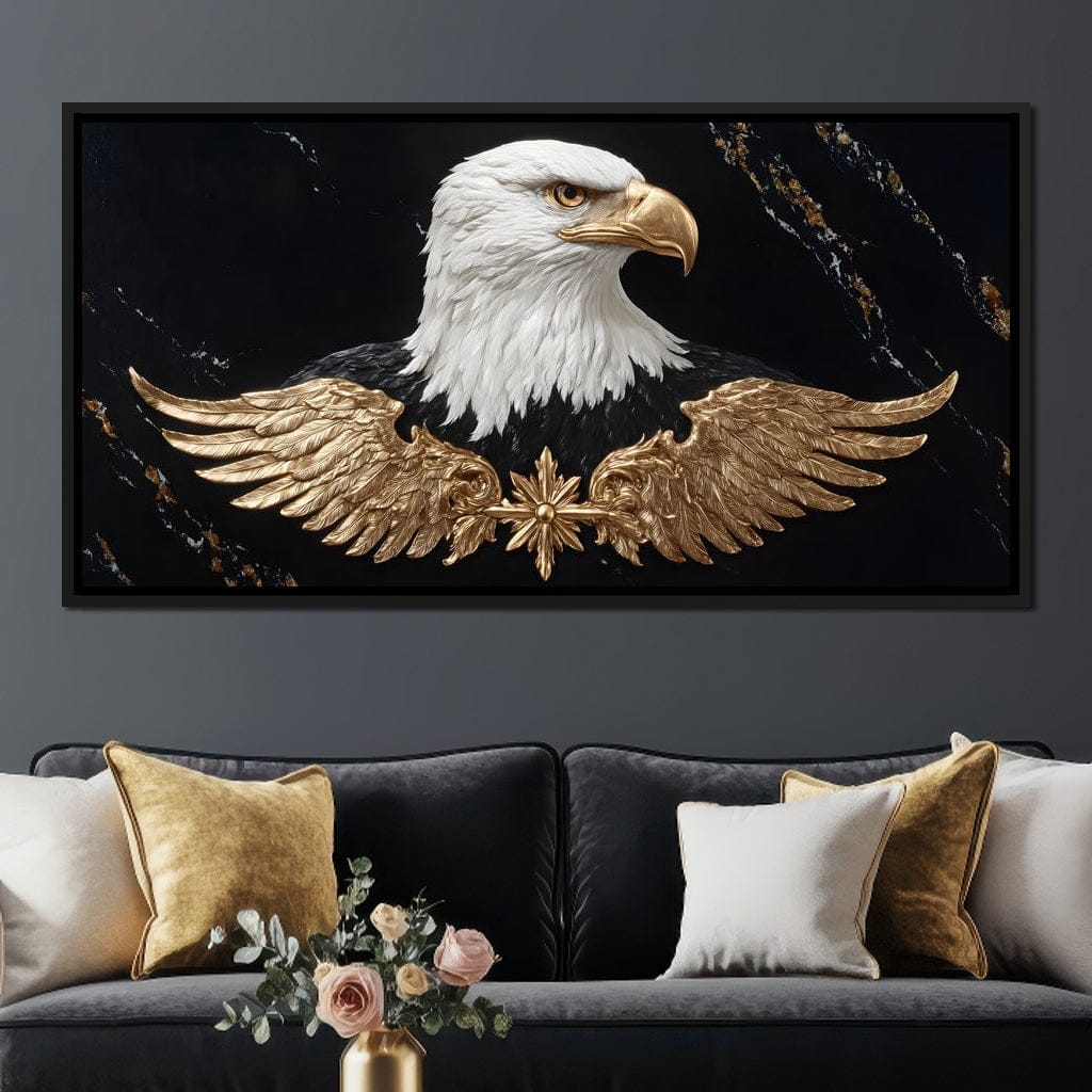 Golden Eagle Majesty Marble Canvas Wall Art