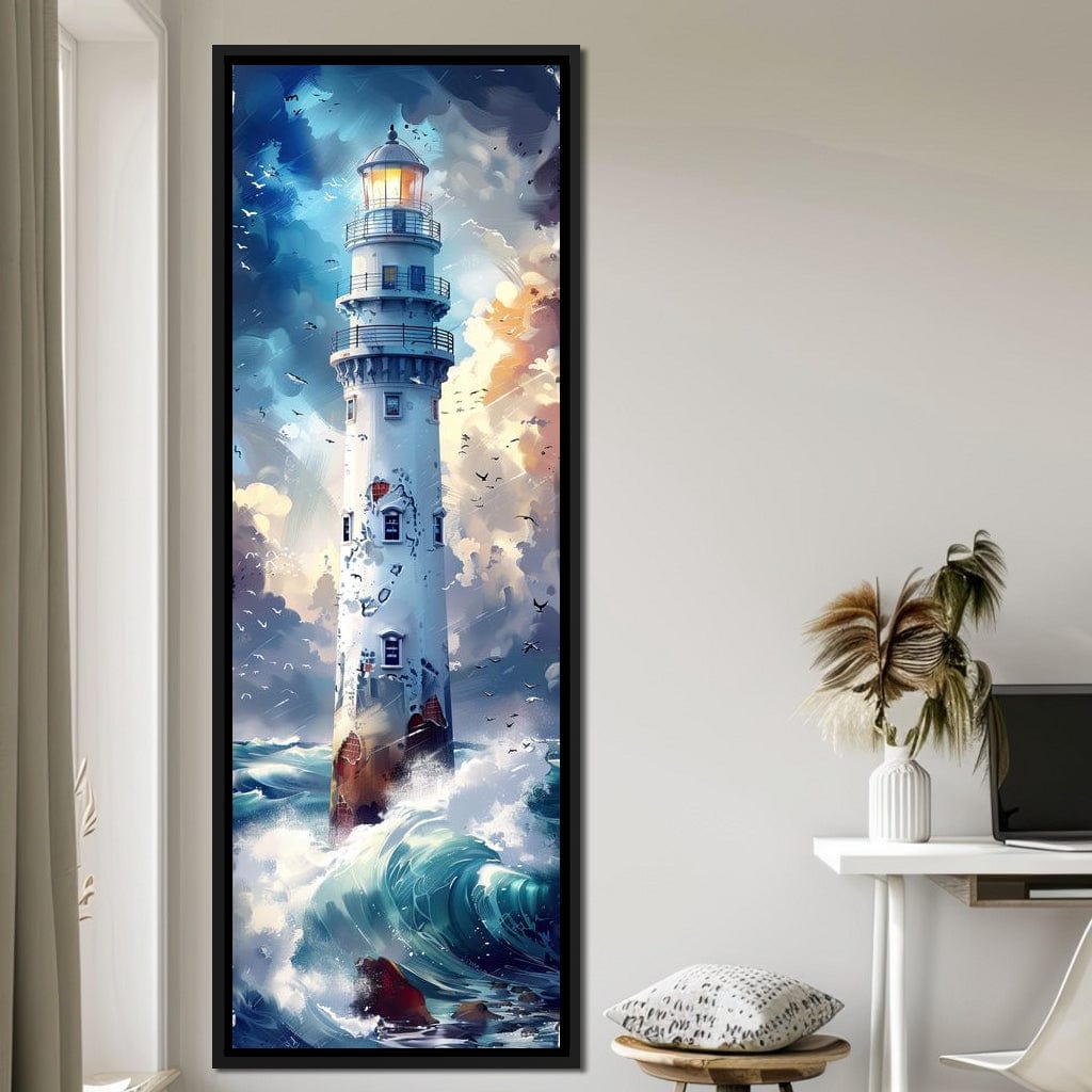 Lighthouse Beacon at Sea Canvas Wall Art