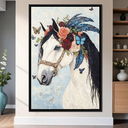 Majestic White Horse Harmony Canvas Wall Art