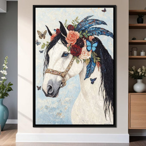 Majestic White Horse Harmony Canvas Wall Art