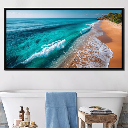 Tropical Coastline Wave Wash Canvas Wall Art