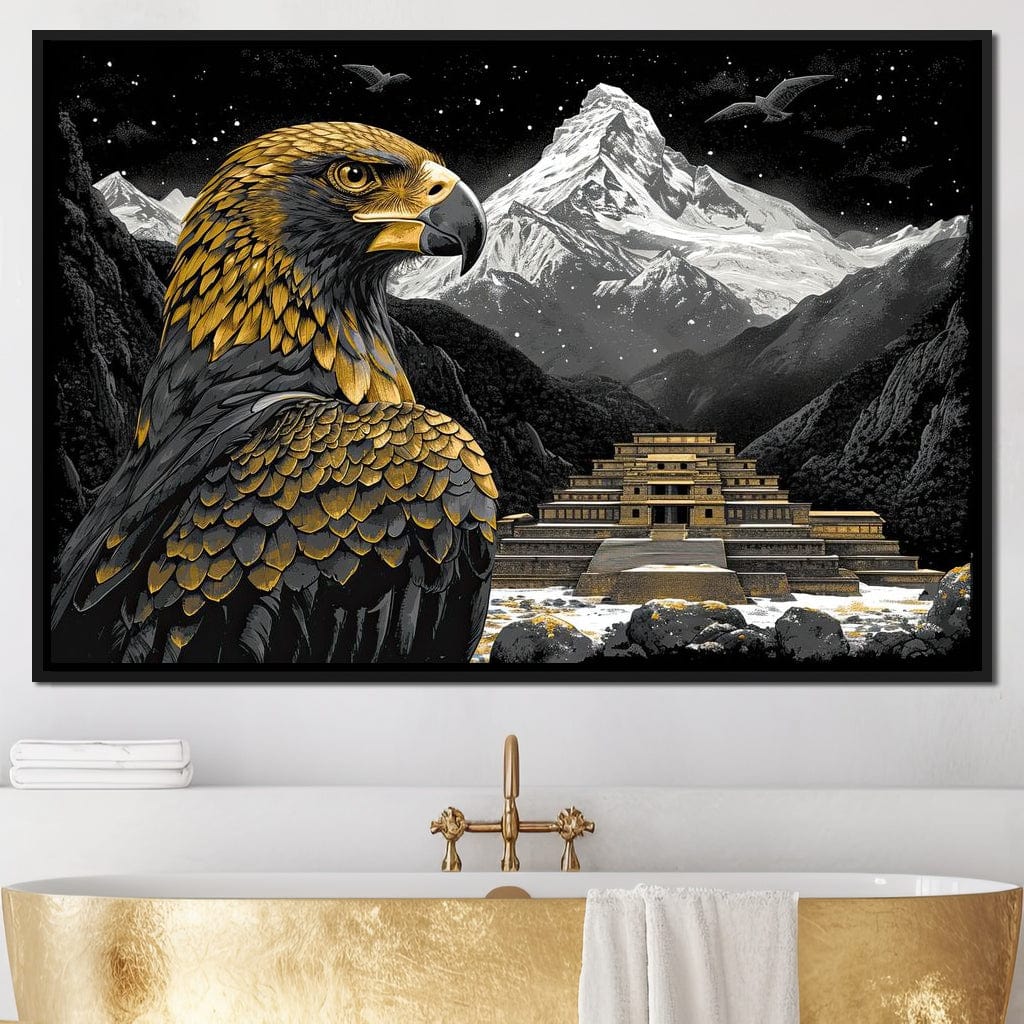 Majestic Aztec Golden Eagle Canvas Wall Art