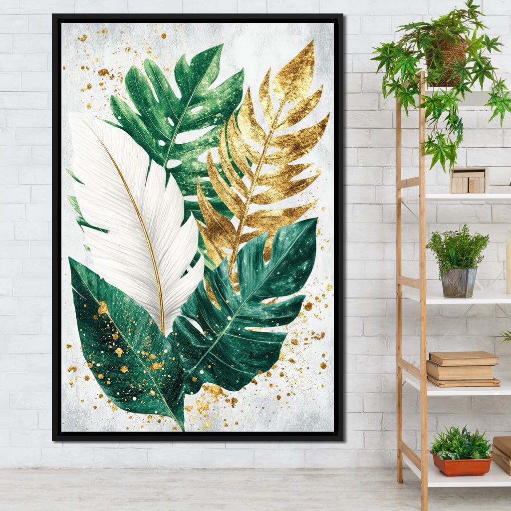 Golden Leaf Rhythm in Nature Canvas Wall Art