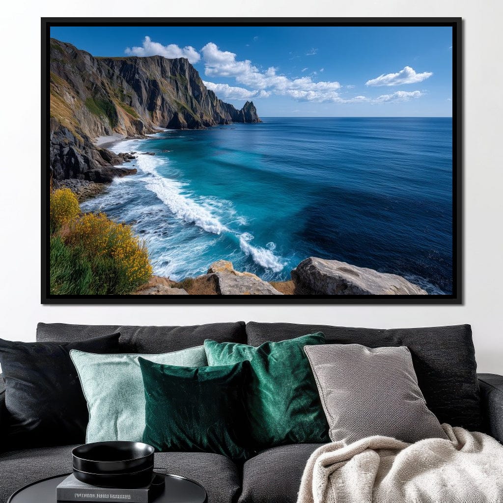 Wild Sea Cliffs Panorama Canvas Wall Art