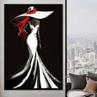 The White Dress - Sable Elegance with Flare Canvas Wall Art