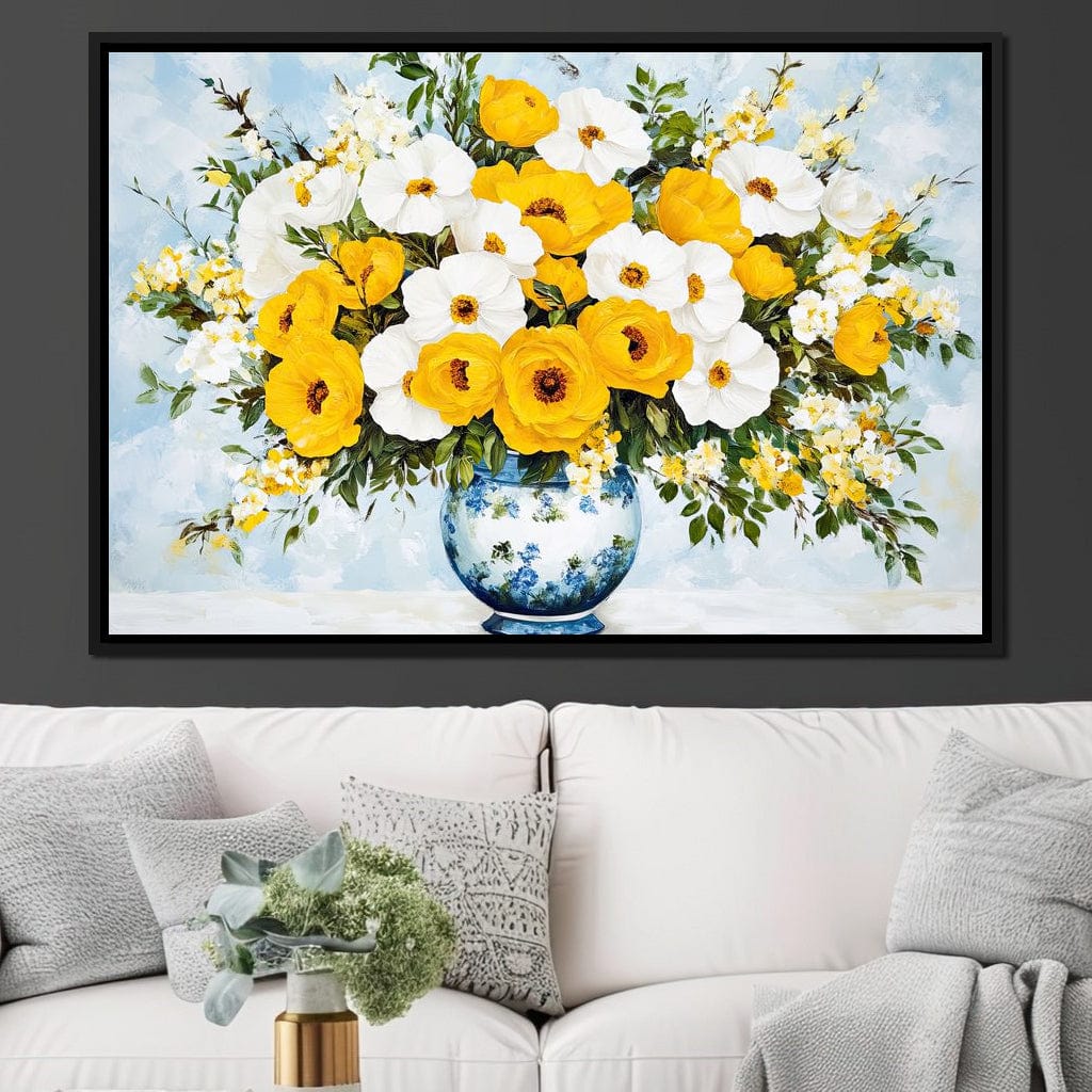 Golden Blossoms Harmonize Canvas Wall Art
