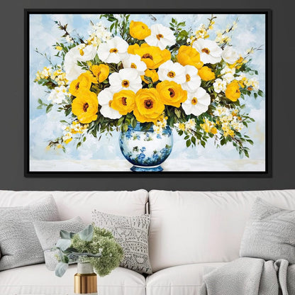 Golden Blossoms Harmonize Canvas Wall Art