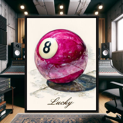 Lucky Eight Billiard Ball Canvas Wall Art