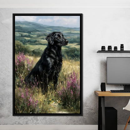 Black Labrador Meadow Sentinel Canvas Wall Art
