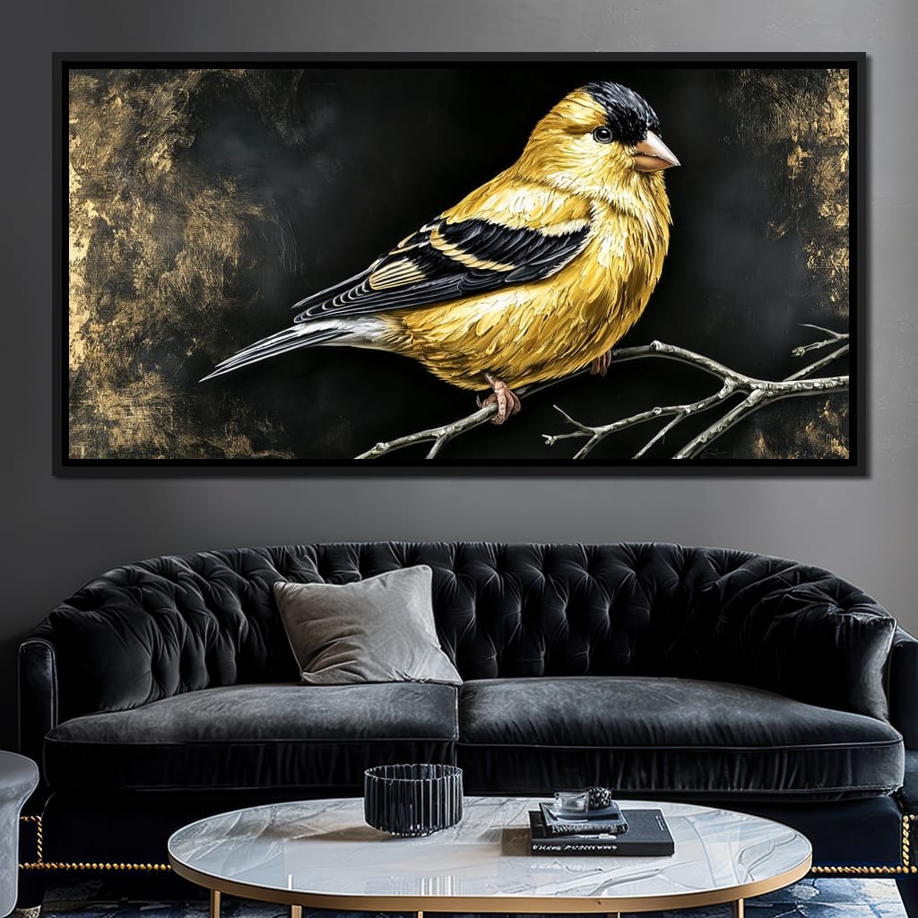 Gilded Feather Stillness Canvas Wall Art