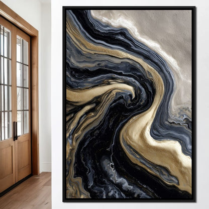 Liquid Gold Onyx Swirl Flow Canvas Wall Art