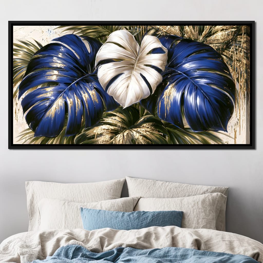 Gilded Foliage Under Midnight Light Canvas Wall Art