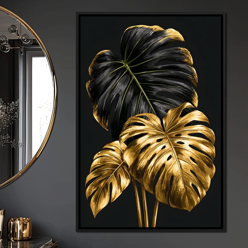 Gilded Foliage Dark Contrast Canvas Wall Art