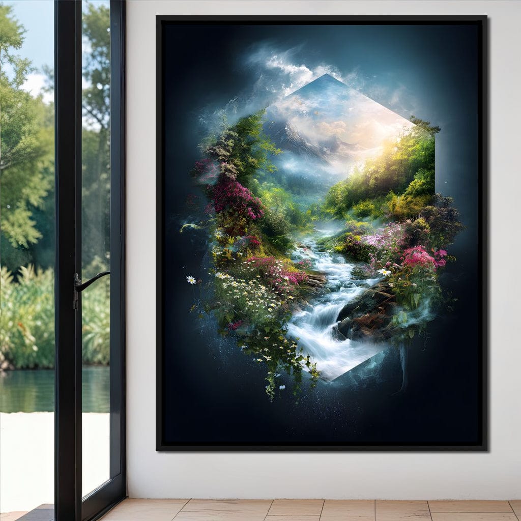 Hexagonal Nature Portal Cascade Canvas Wall Art