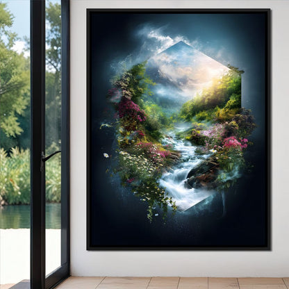 Hexagonal Nature Portal Cascade Canvas Wall Art