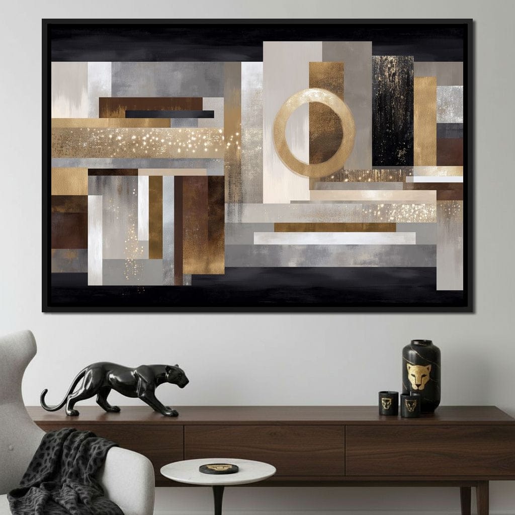 Gilded Geometry Nightfall Canvas Wall Art