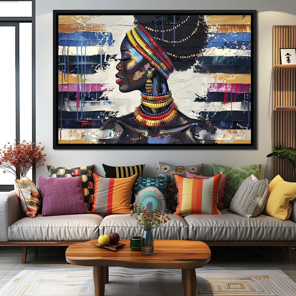 African Elegance in Ochre Gold Canvas Wall Art