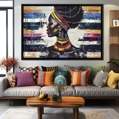 African Elegance in Ochre Gold Canvas Wall Art
