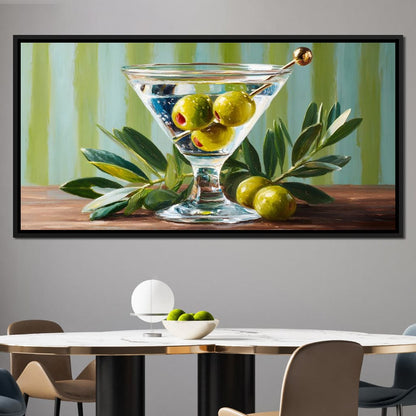 Olive Martini Still Life Delight Canvas Wall Art