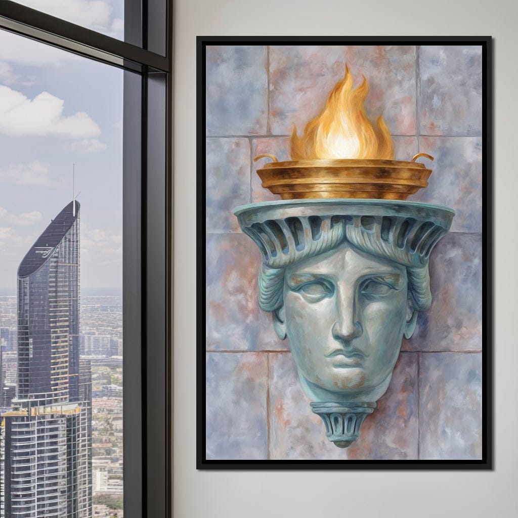 Liberty Torch Flame Portrait Canvas Wall Art