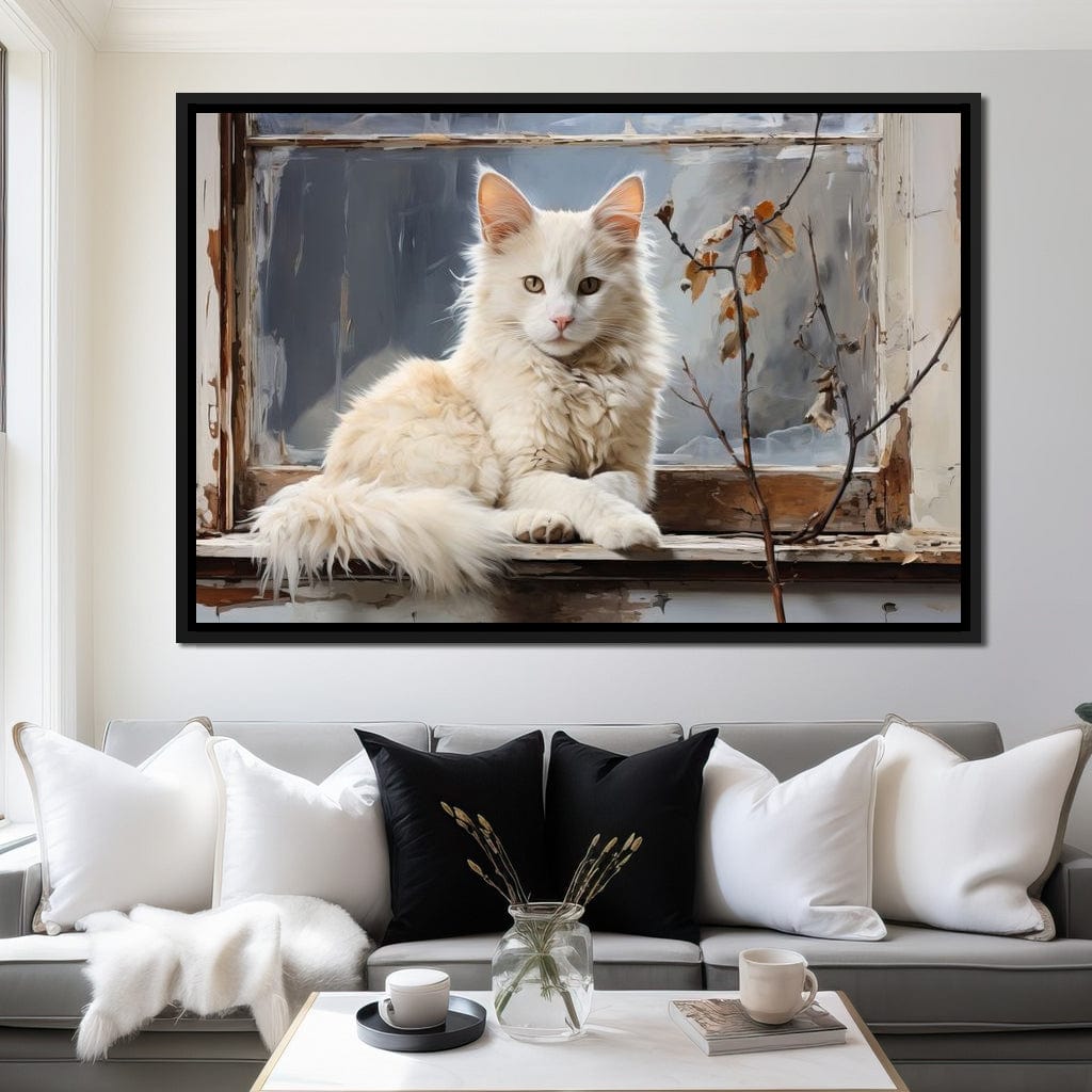 White Cat Canvas Wall Art