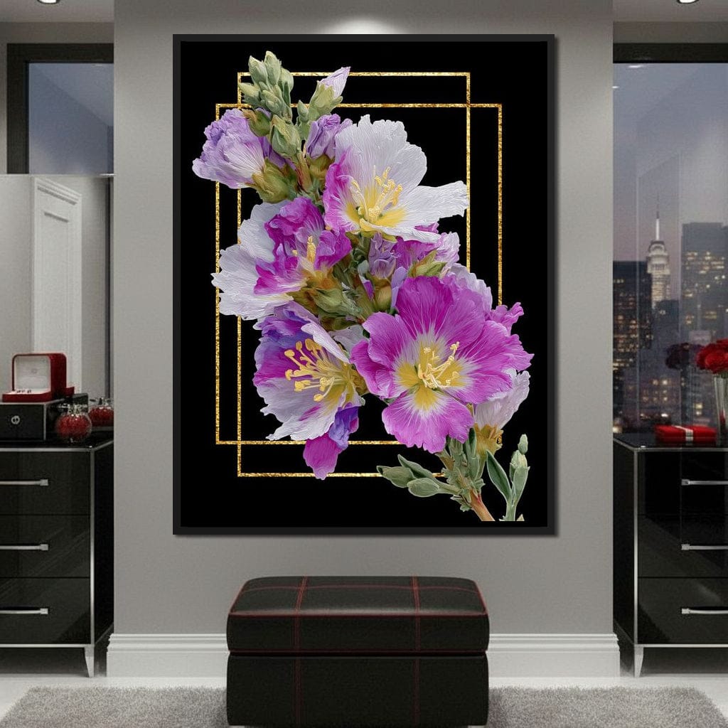 Golden Frame Petal Radiance Canvas Wall Art