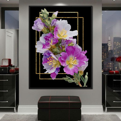 Golden Frame Petal Radiance Canvas Wall Art