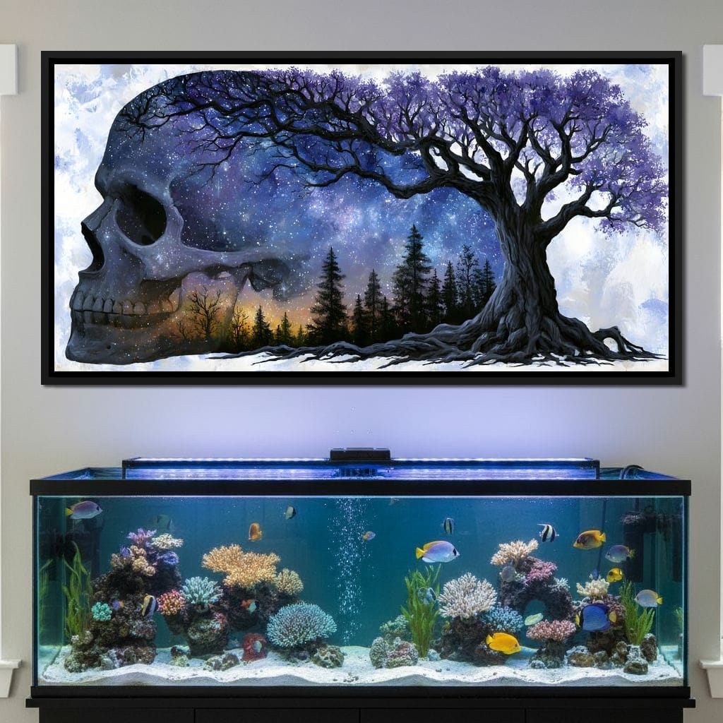Where Cosmic Night Meets Forest Roots Canvas Wall Art