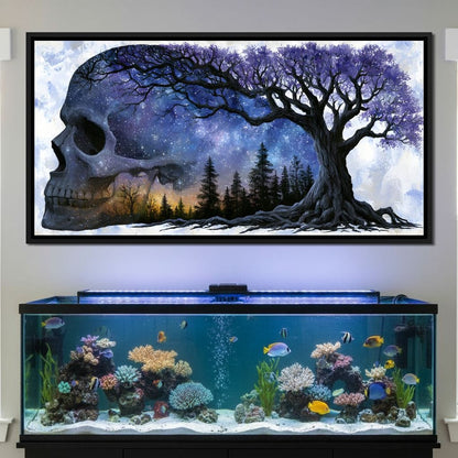 Where Cosmic Night Meets Forest Roots Canvas Wall Art
