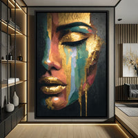 Golden Radiant Abstract Face B Canvas Wall Art