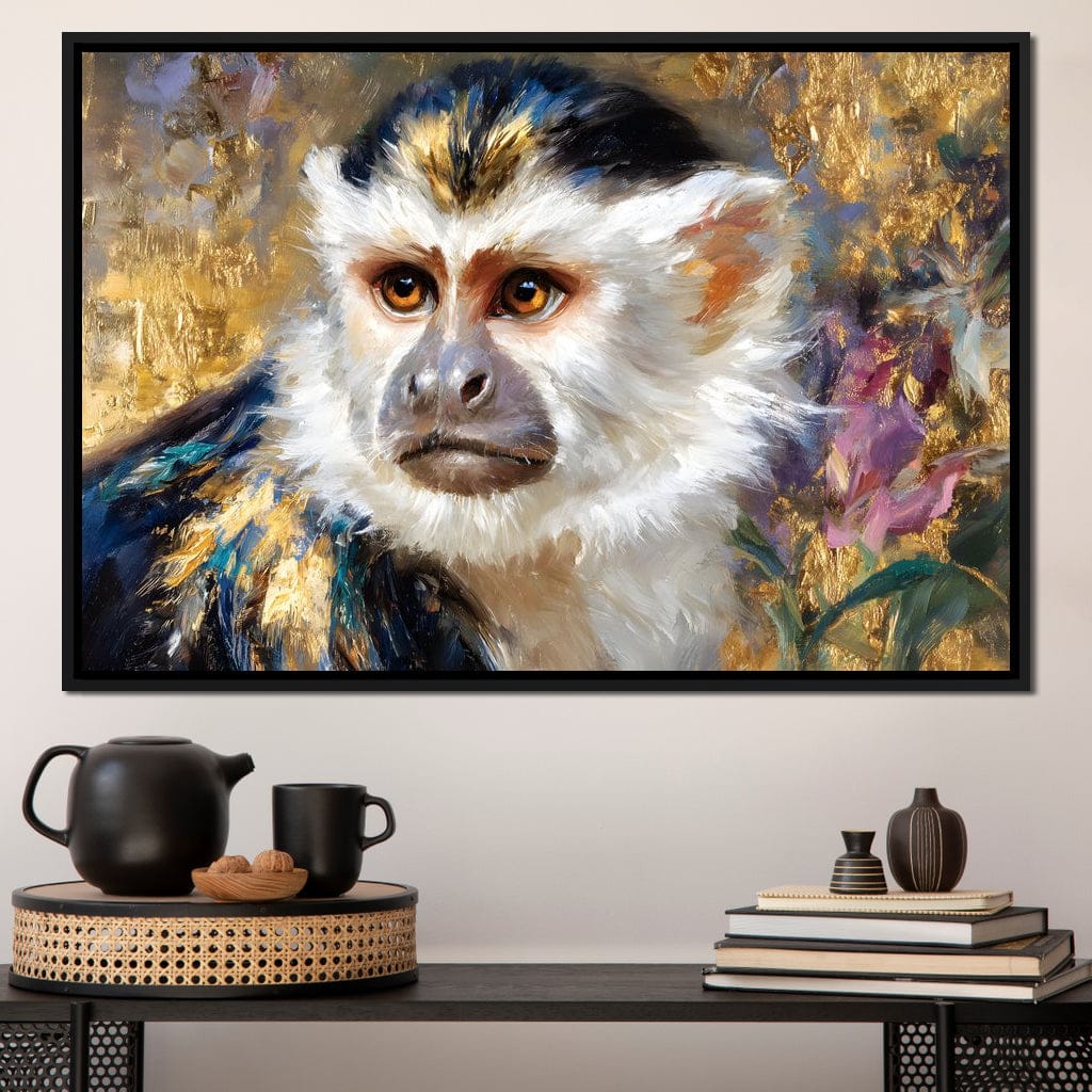 Golden Gilded Monkey Muse Canvas Wall Art