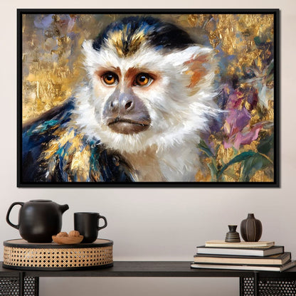 Golden Gilded Monkey Muse Canvas Wall Art