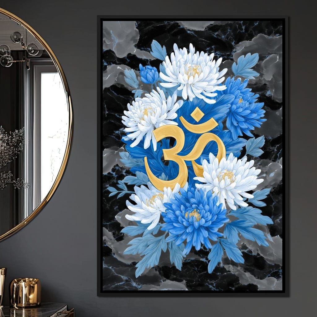 Om Lotus Bloom Floral Gold Canvas Wall Art