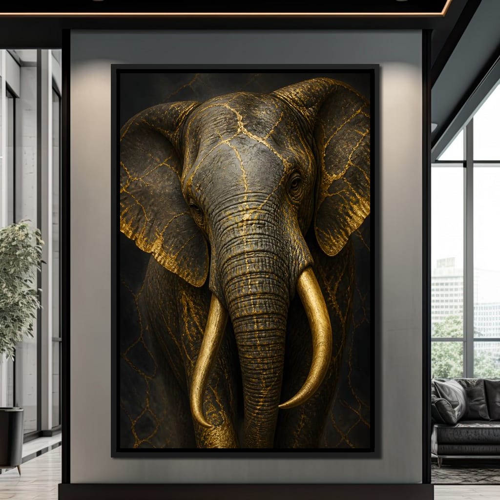 Elephant Gilded Wisdom Canvas Wall Art