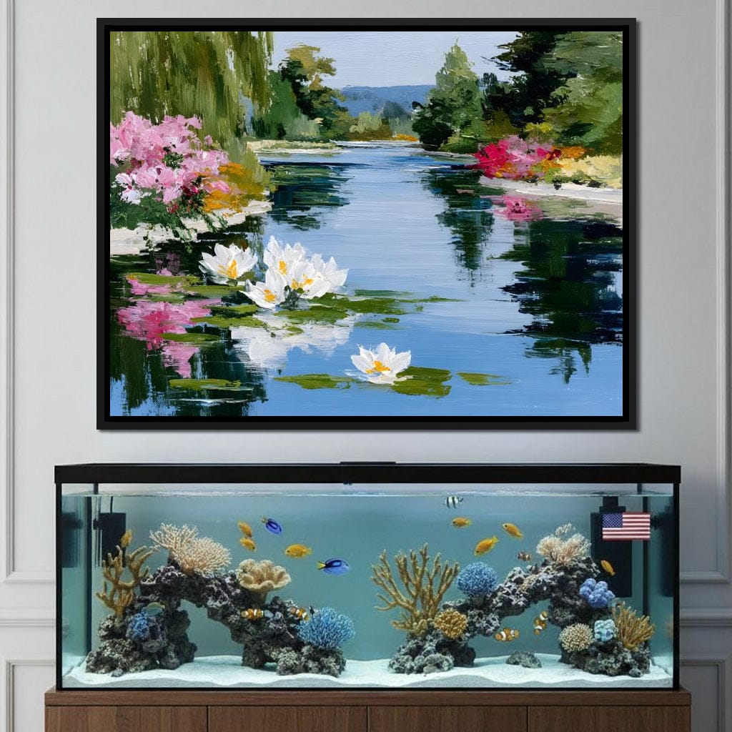Water Lily Garden Reflection Canvas Wall Art