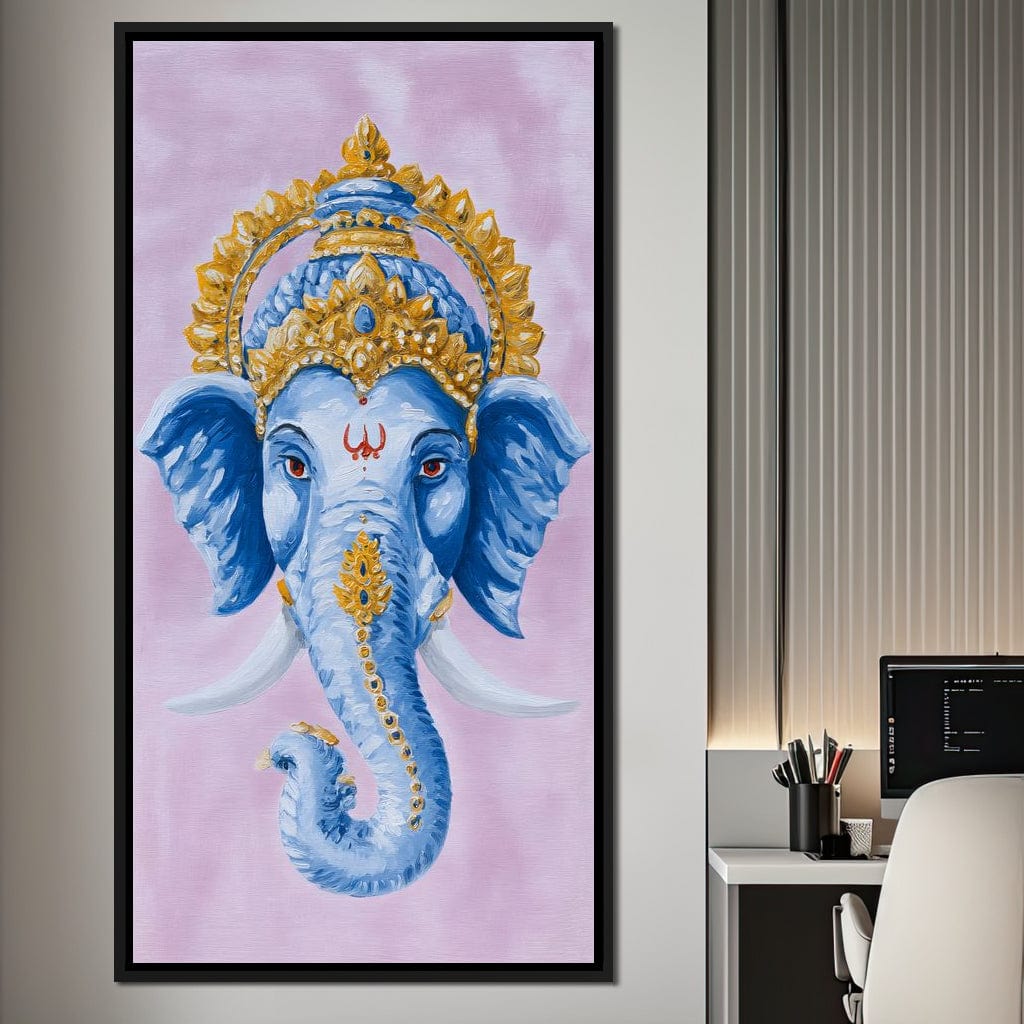 Sacred Blue Ganesha Majesty Canvas Wall Art