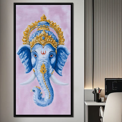 Sacred Blue Ganesha Majesty Canvas Wall Art