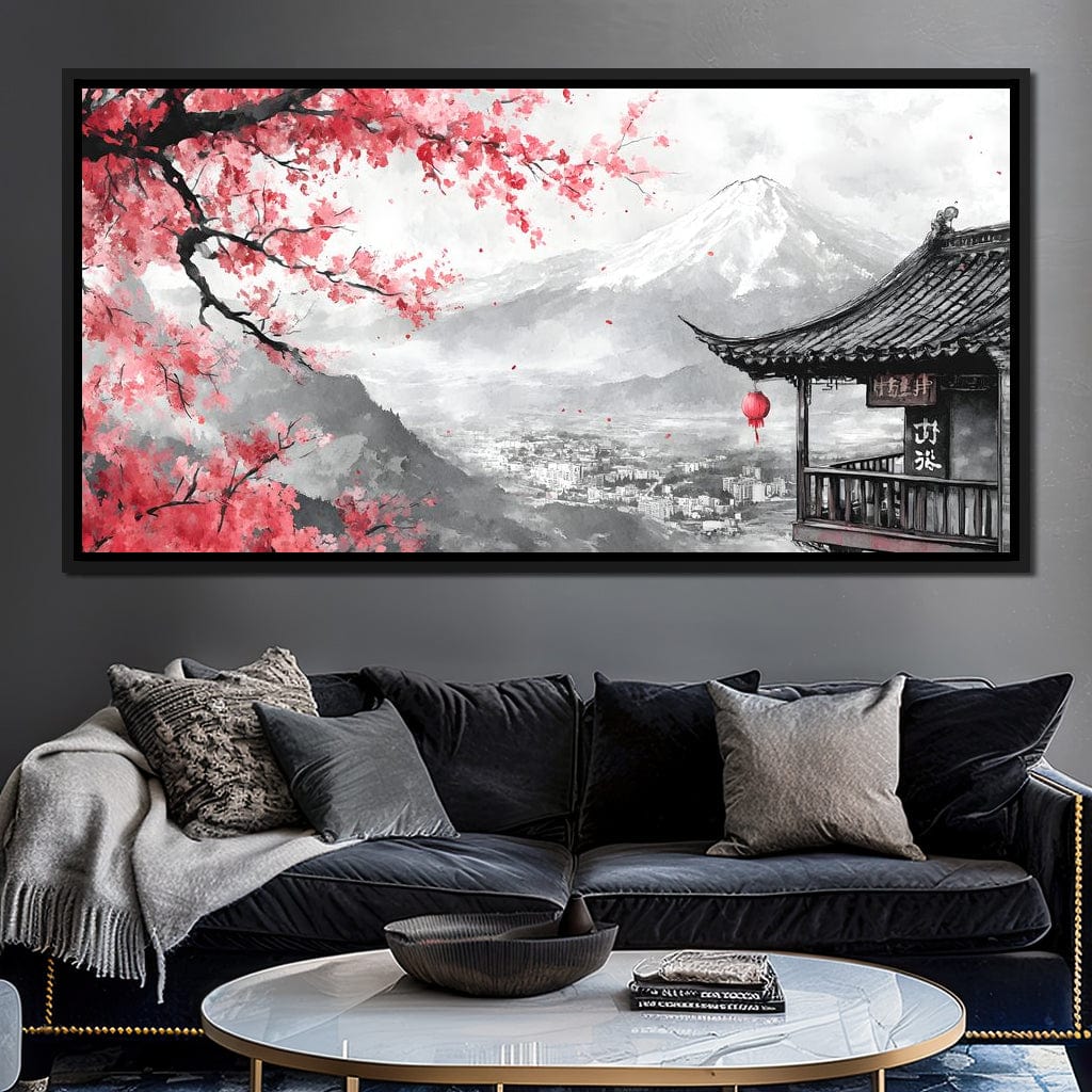 Cherry Blossom Landscape Canvas Wall Art