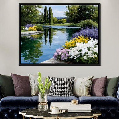 Garden Reflection Tranquil Pond Canvas Wall Art