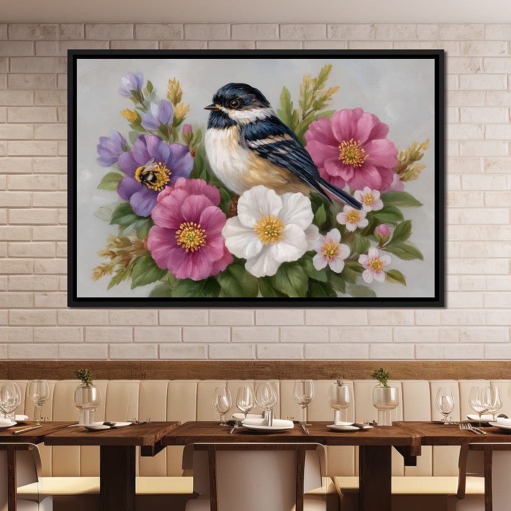Chickadee Garden Blossom Song Canvas Wall Art