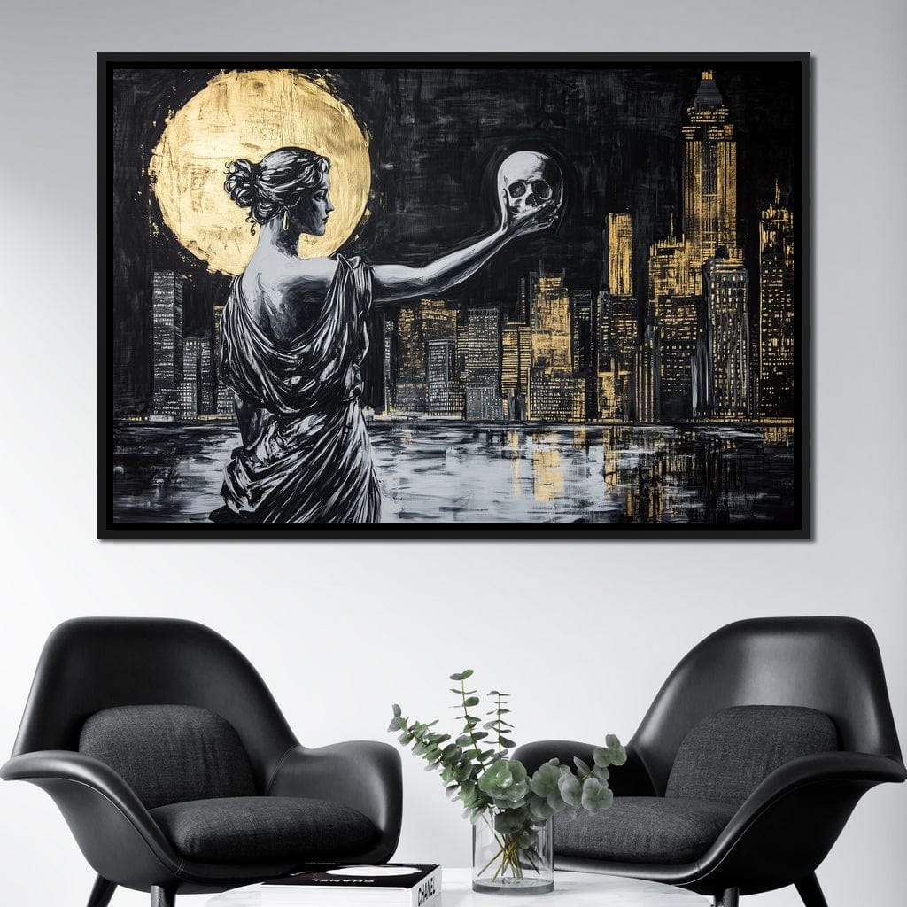Golden Reflection Over the City Canvas Wall Art