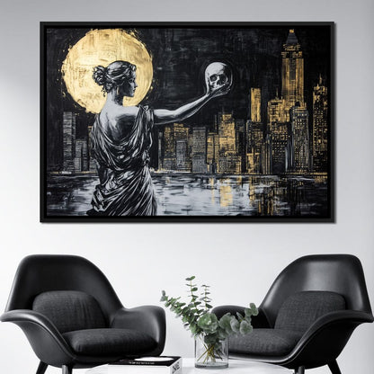 Golden Reflection Over the City Canvas Wall Art
