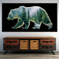 Forest Bear River Silhouette Canvas Wall Art