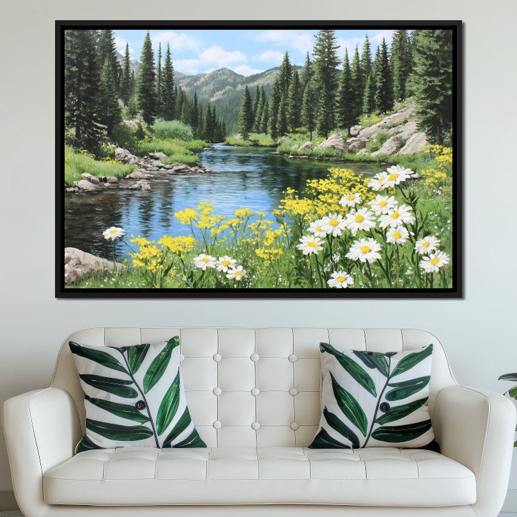 Alpine River Wildflower Glow Canvas Wall Art