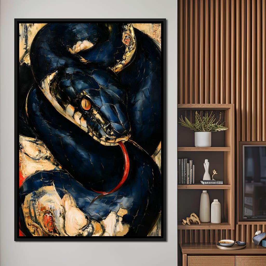 Coiled Ancient Predator Rising Canvas Wall Art