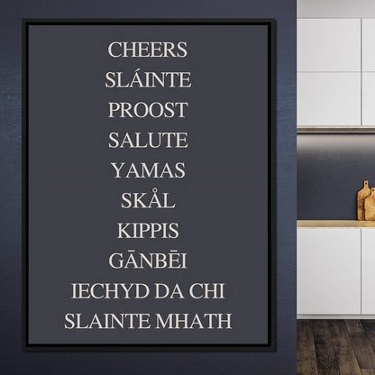 Global Cheers Multilingual Toast Canvas Wall Art