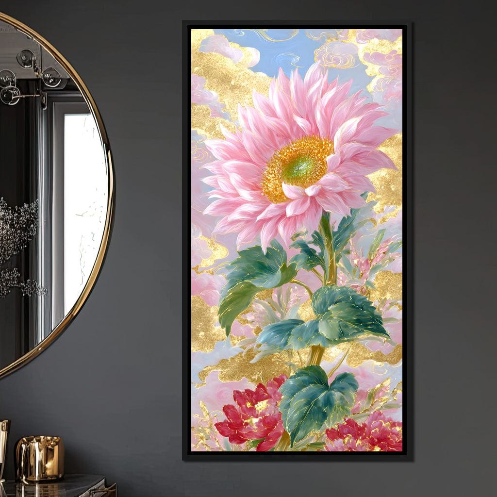 Golden Petal Reverie Blooming Canvas Wall Art